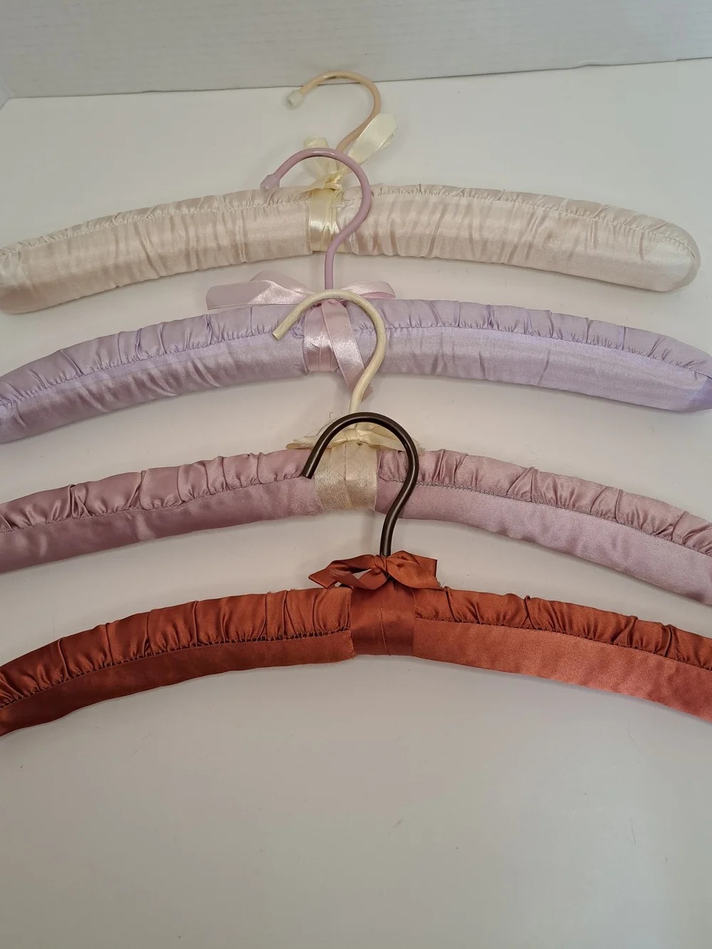 Lot of Vintage hangers, 13 Satin, 3 Wooden Pants, 2 Plastic Pants Hangers